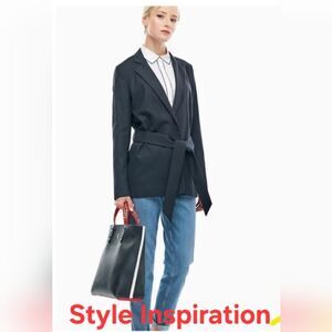 1.STATE Navy Double Breasted Belted Blazer Size M NWT $159